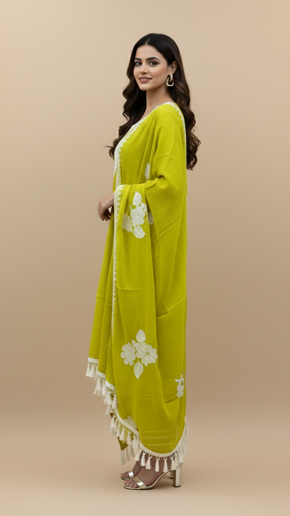 Organza Lime Green Traditional Indian Kurta Set