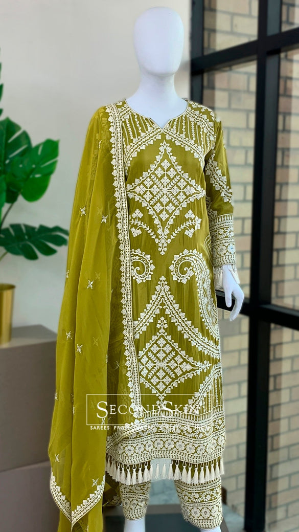 Mehendi-Green Straight Suit Set