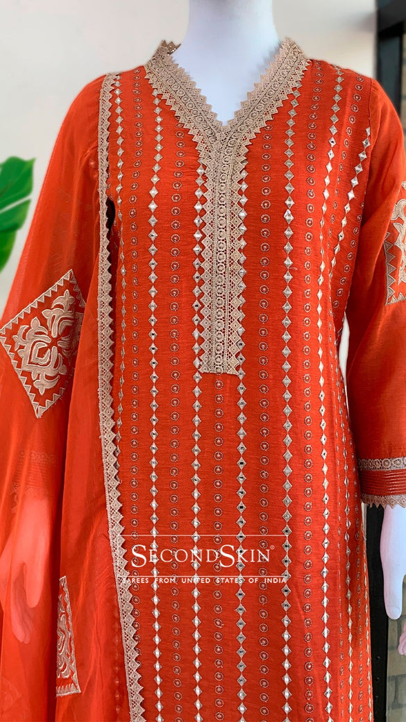 Orange Straight Suit Set