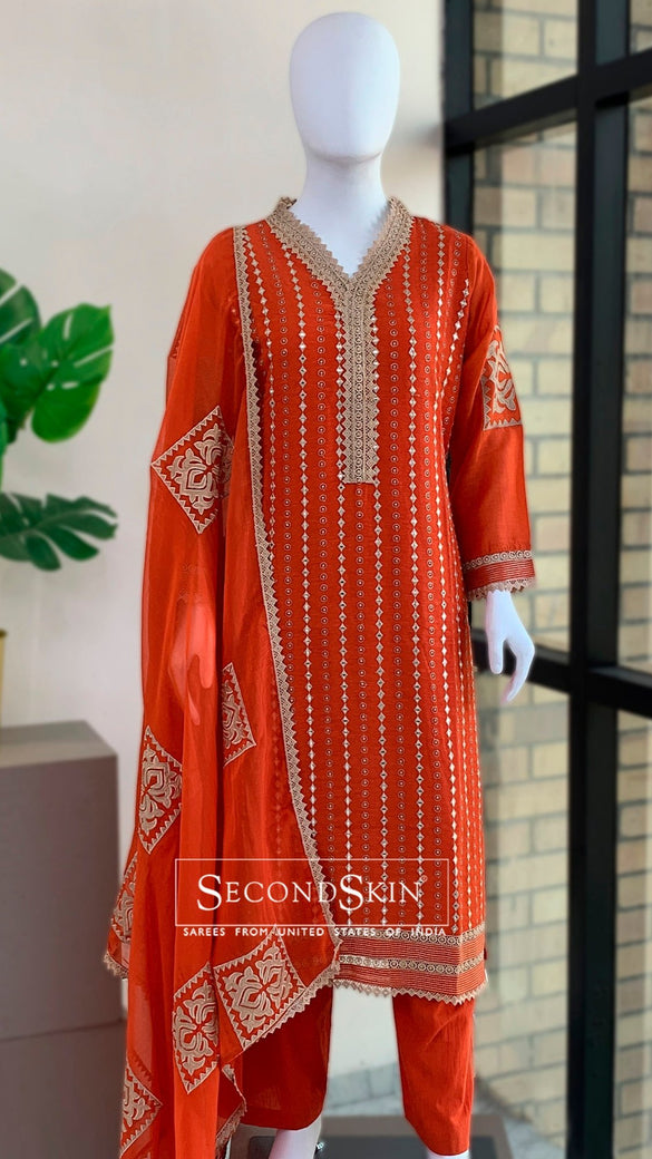 Orange Straight Suit Set