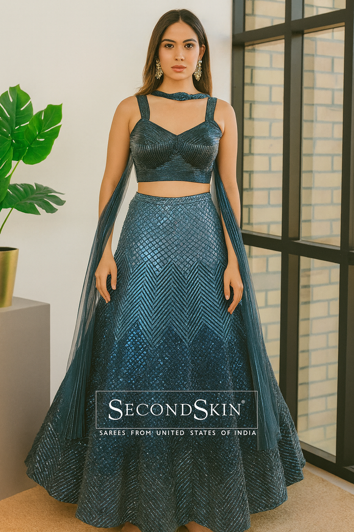 Multi-Colour Lehenga Set with Hand Embroidery