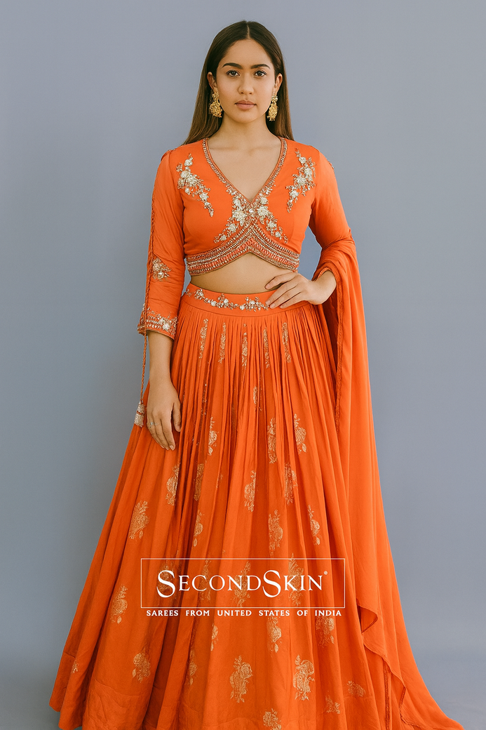 Silk Orange Lehenga