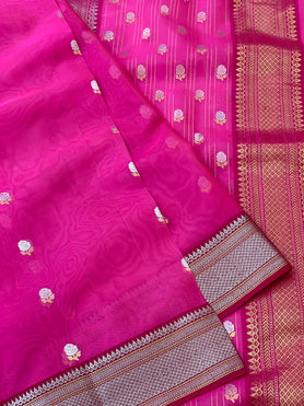 Chanderi Kora Saree Pink In Colour