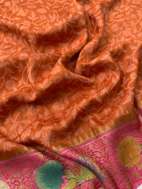Tussore Georgette Saree Orange In Colour