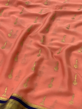 Mysore Silk Saree Peach In Colour