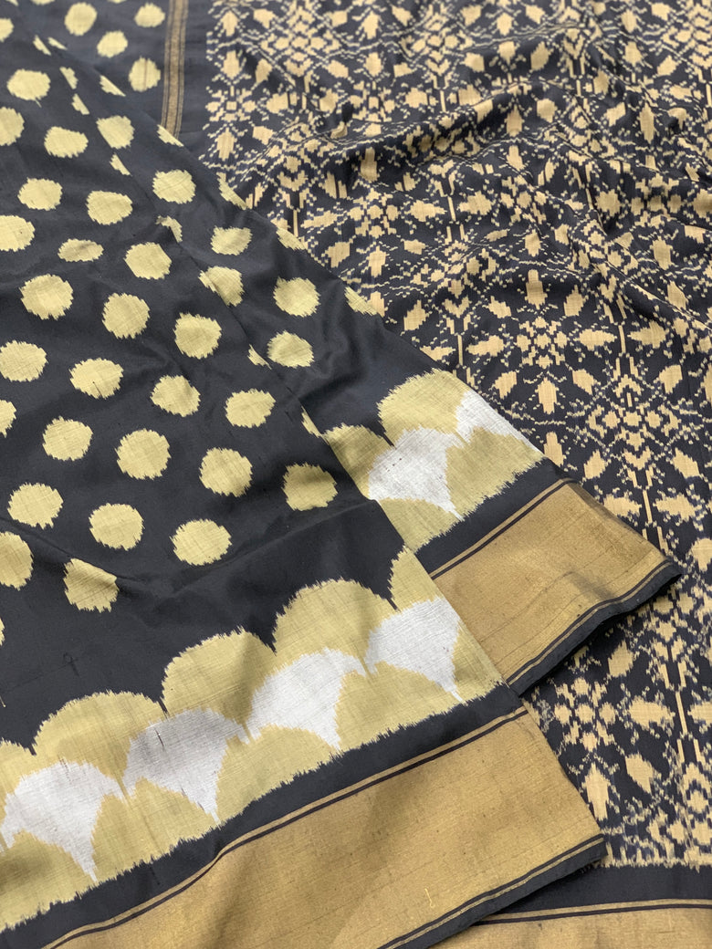 Ikat Saree Black In Colour