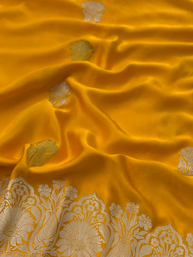 Mashru Silk Saree Dark-Mustard  In Colour
