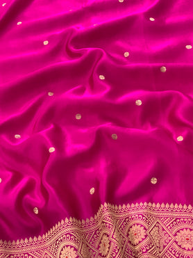 Mashru Silk Saree Hot-Pink In Colour