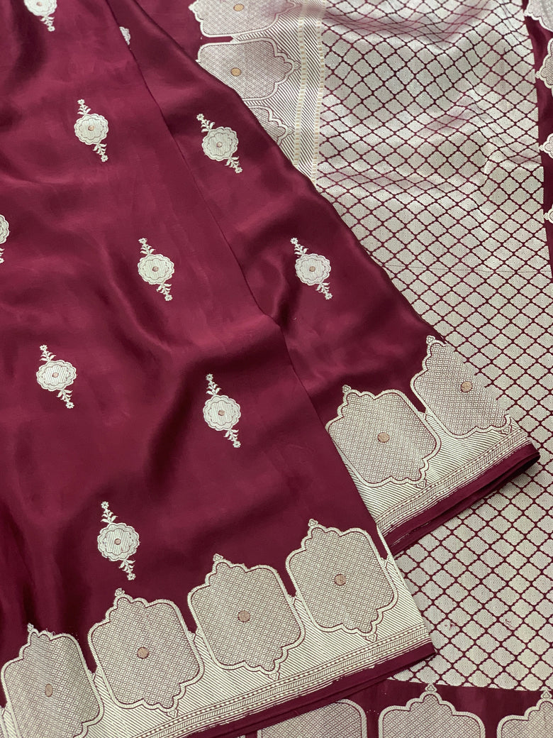 Mashru Silk Saree Wine In Colour