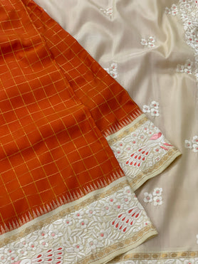 Kanjeevaram Silk Saree Orange In Colour