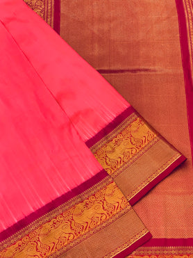 Kanjeevaram Ikat Saree Peachish-Pink In Colour