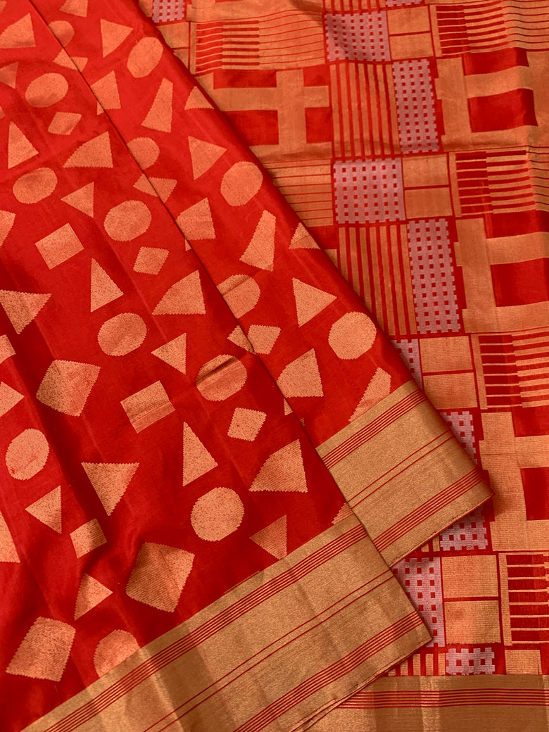 Soft Silk Saree Red In Colour