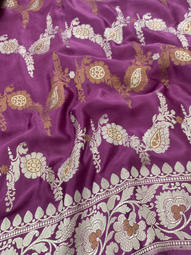 Mashru Silk Saree Dark-Lavender In Colour