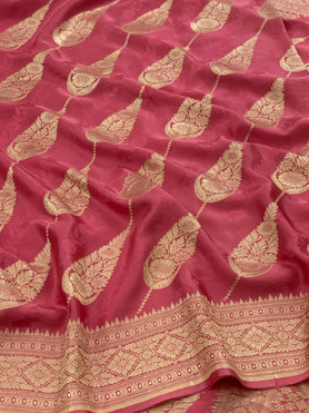 Mashru Silk Saree Pink In Colour