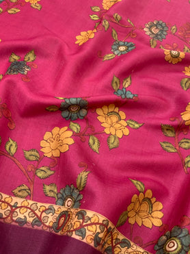 Tussore Prints Saree Pink In Colour