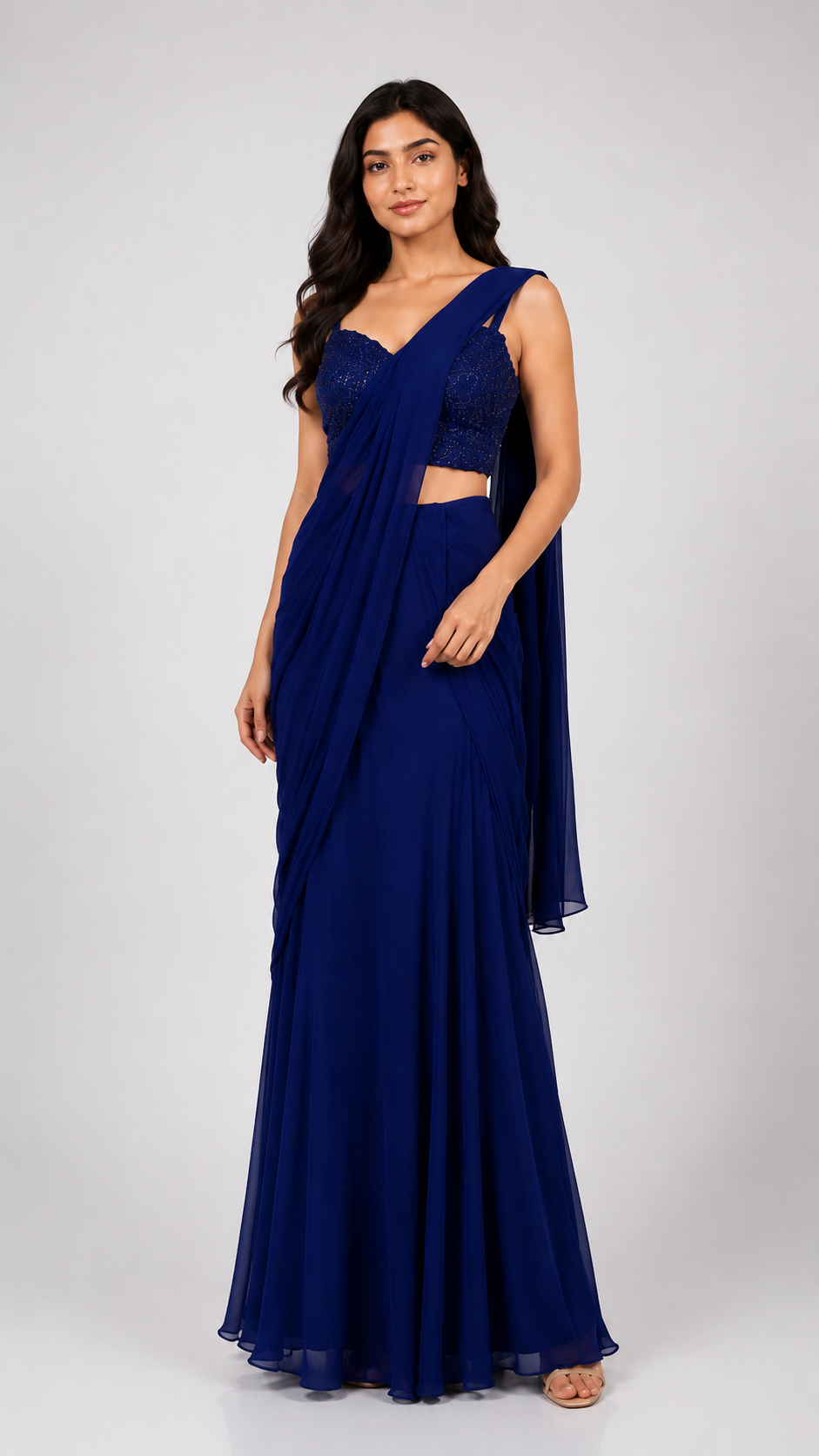 Ready To Wear Saree Blue In Colour