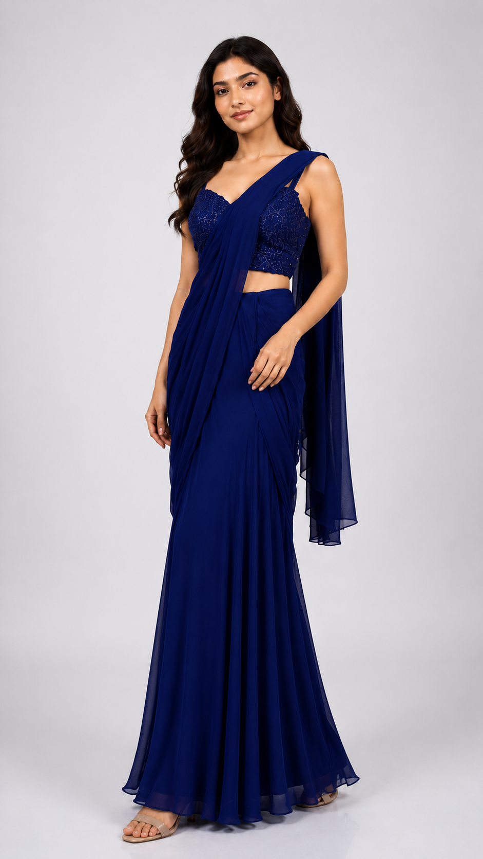 Ready To Wear Saree Blue In Colour