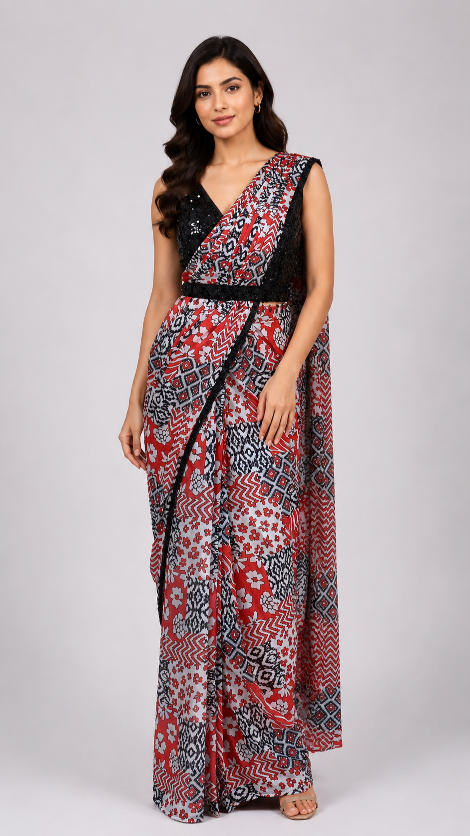 Ready To Wear Saree In Multi-Colour