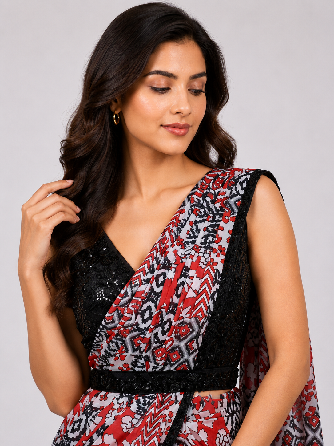 Ready To Wear Saree In Multi-Colour