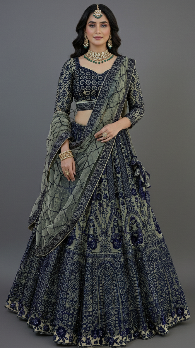 Cream Lehenga Set