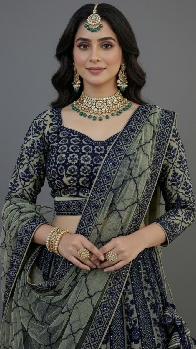 Cream Lehenga Set