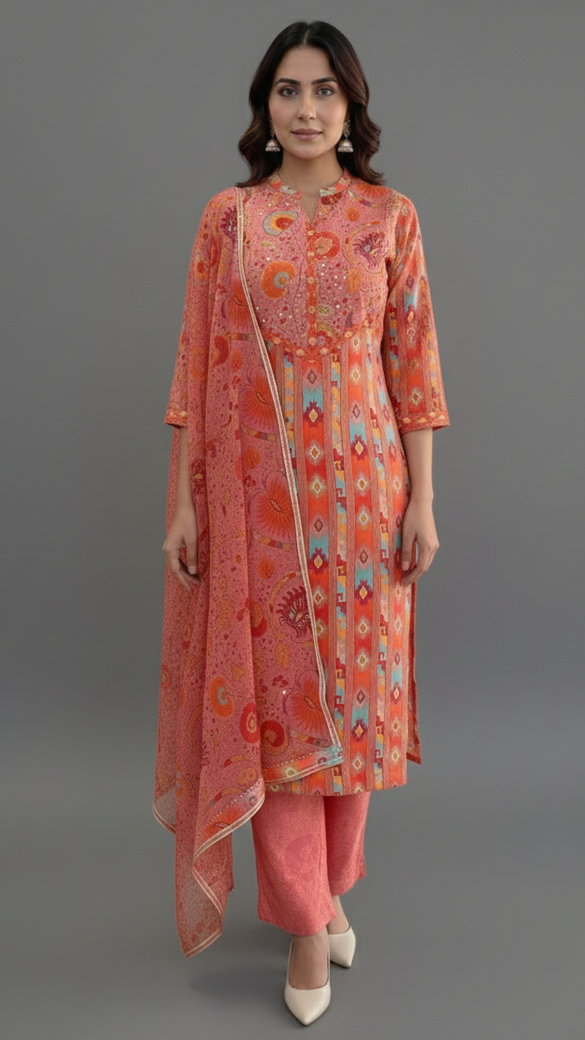 Silk Straight Cut Set In Multi-Colour