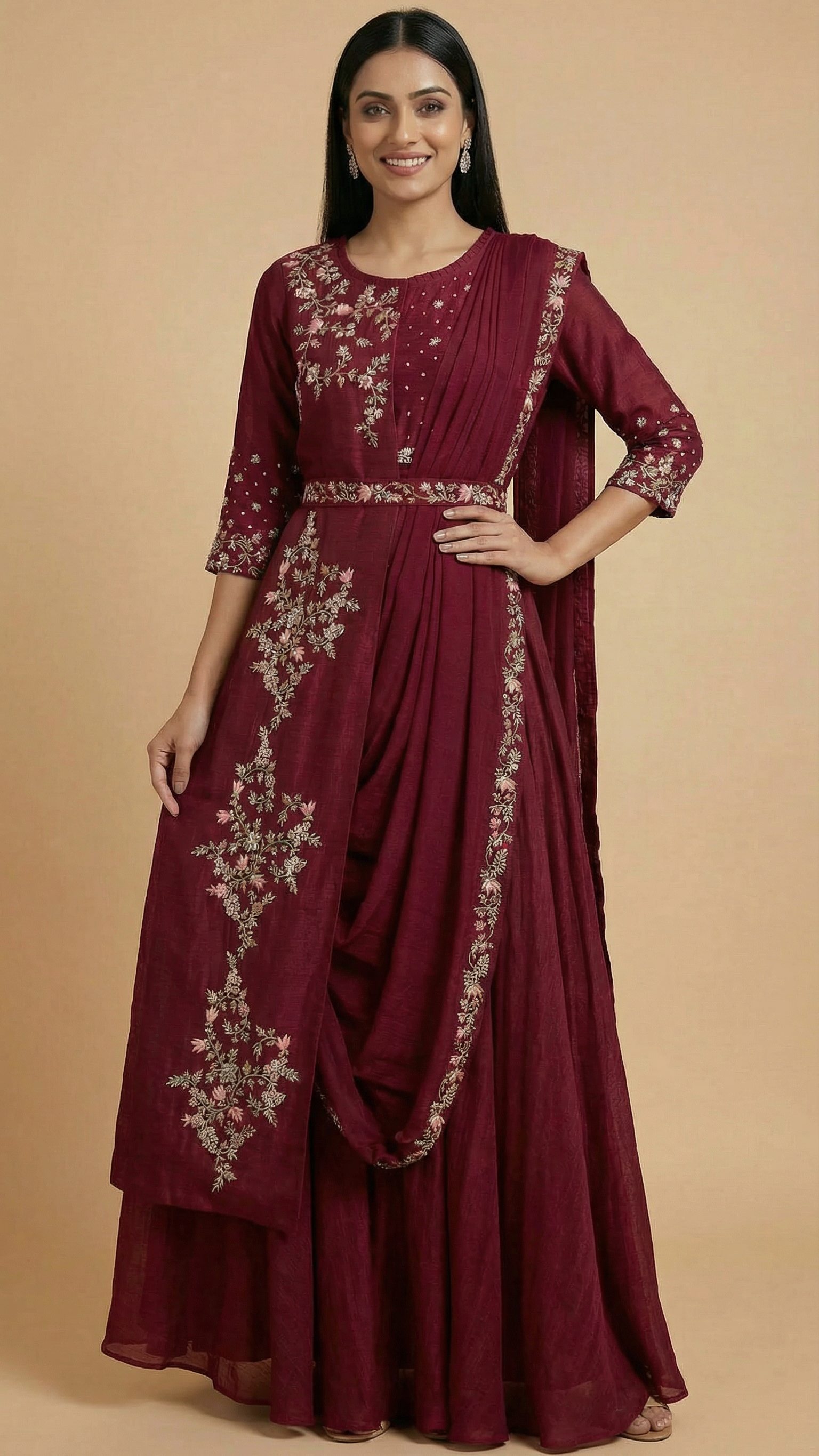 Georgette Lehenga Magenta-Pink In Colour