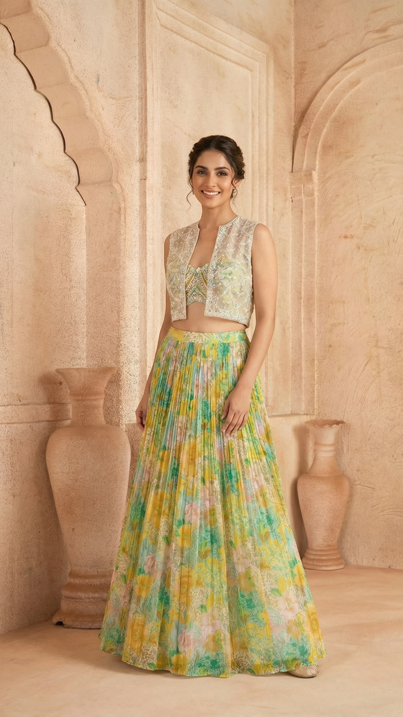 Multi-Colour Floral Lehenga