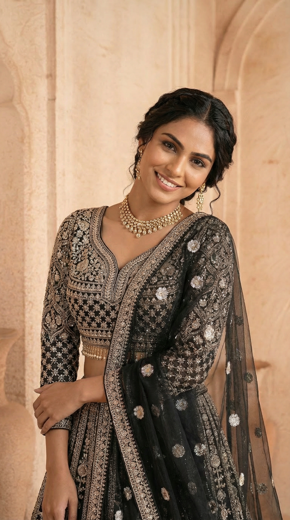 Grey Lehenga Set with Hand Embroidery