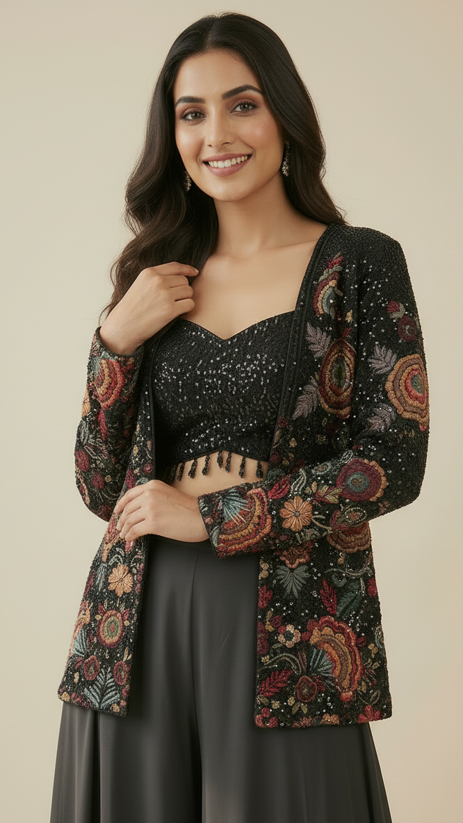 The Black Three-Piece Cape Set