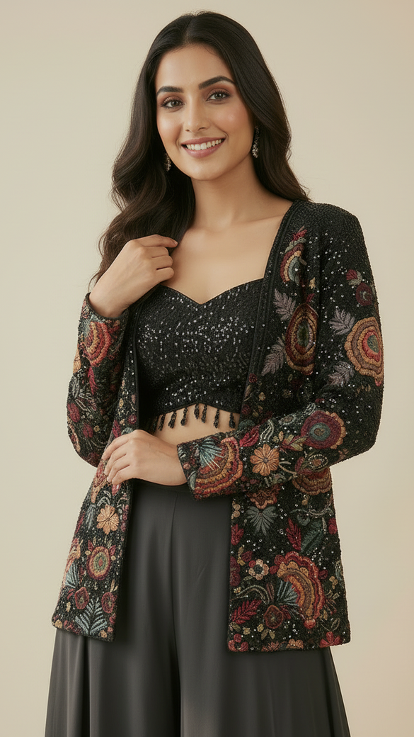 The Black Three-Piece Cape Set