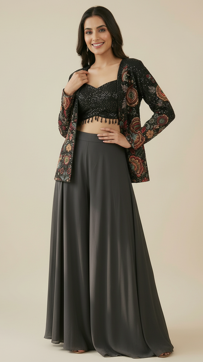 The Black Three-Piece Cape Set