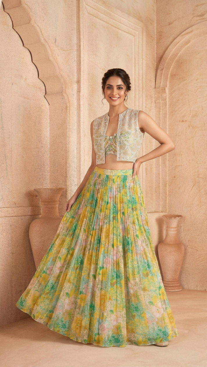 Multi-Colour Floral Lehenga