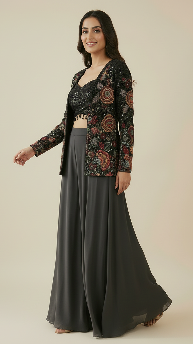 The Black Three-Piece Cape Set