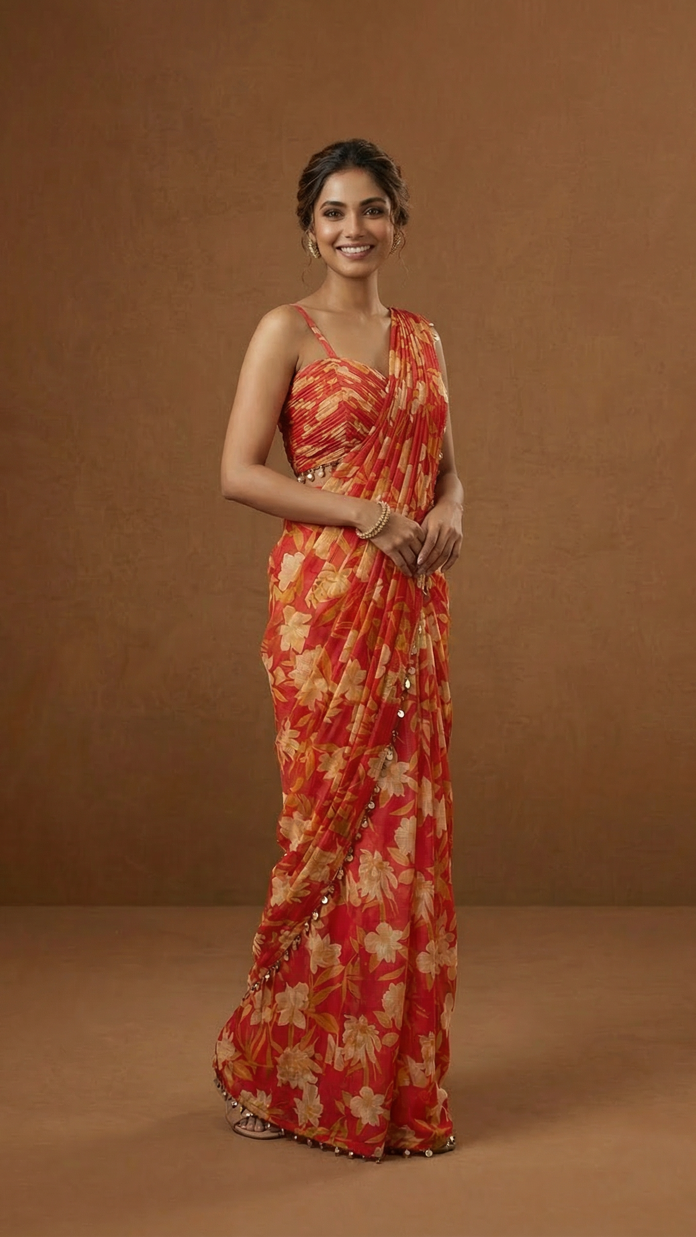 Ready To Wear Saree Red In Colour
