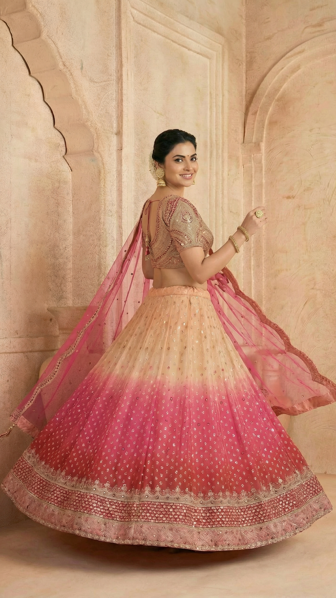 Pink Lehenga Set with Hand Embroidery