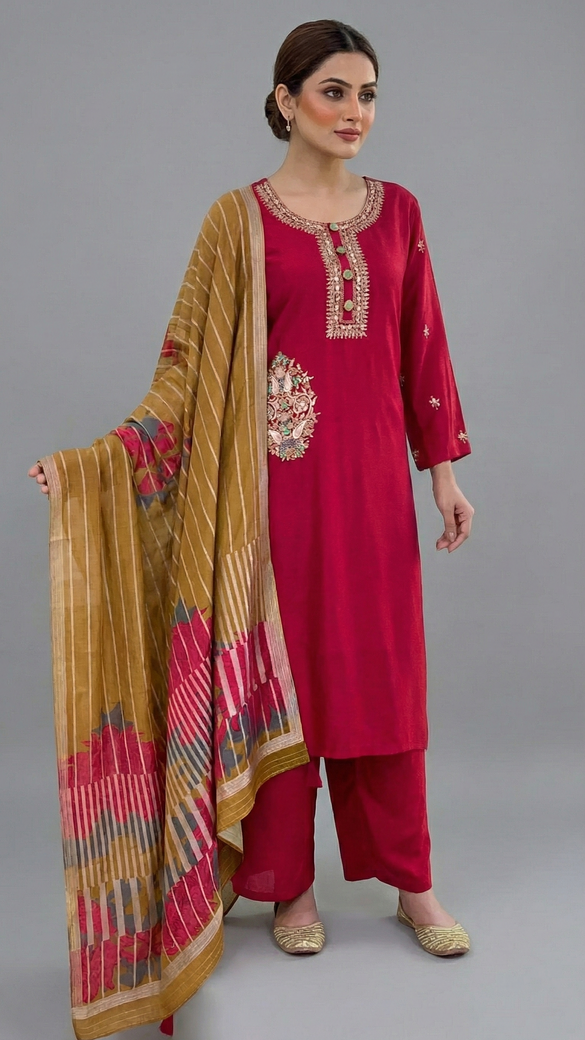 Reddish-Pink Straight Cut Set