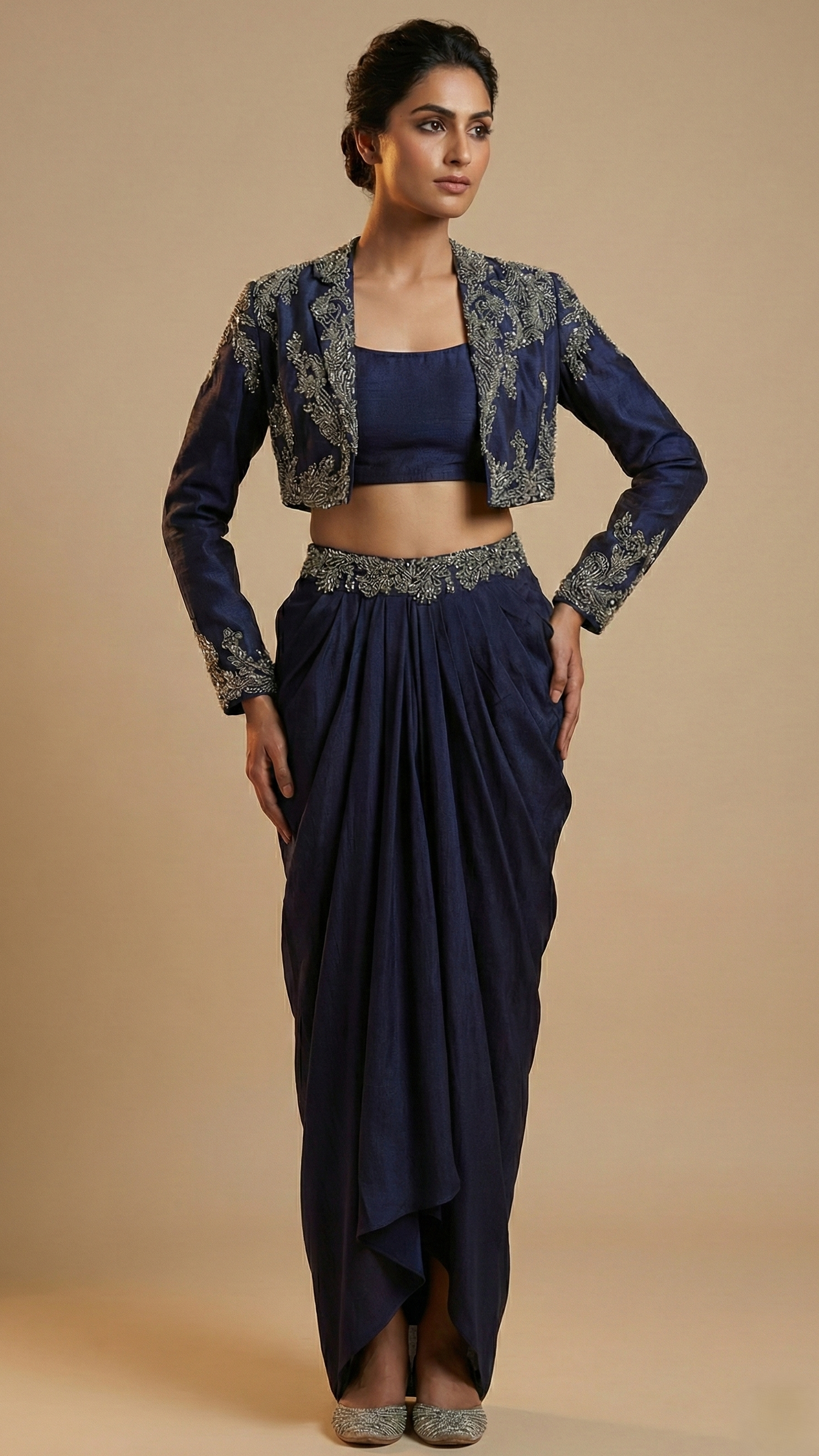 Silk Blazer And Dhoti Skirt Co-Ord