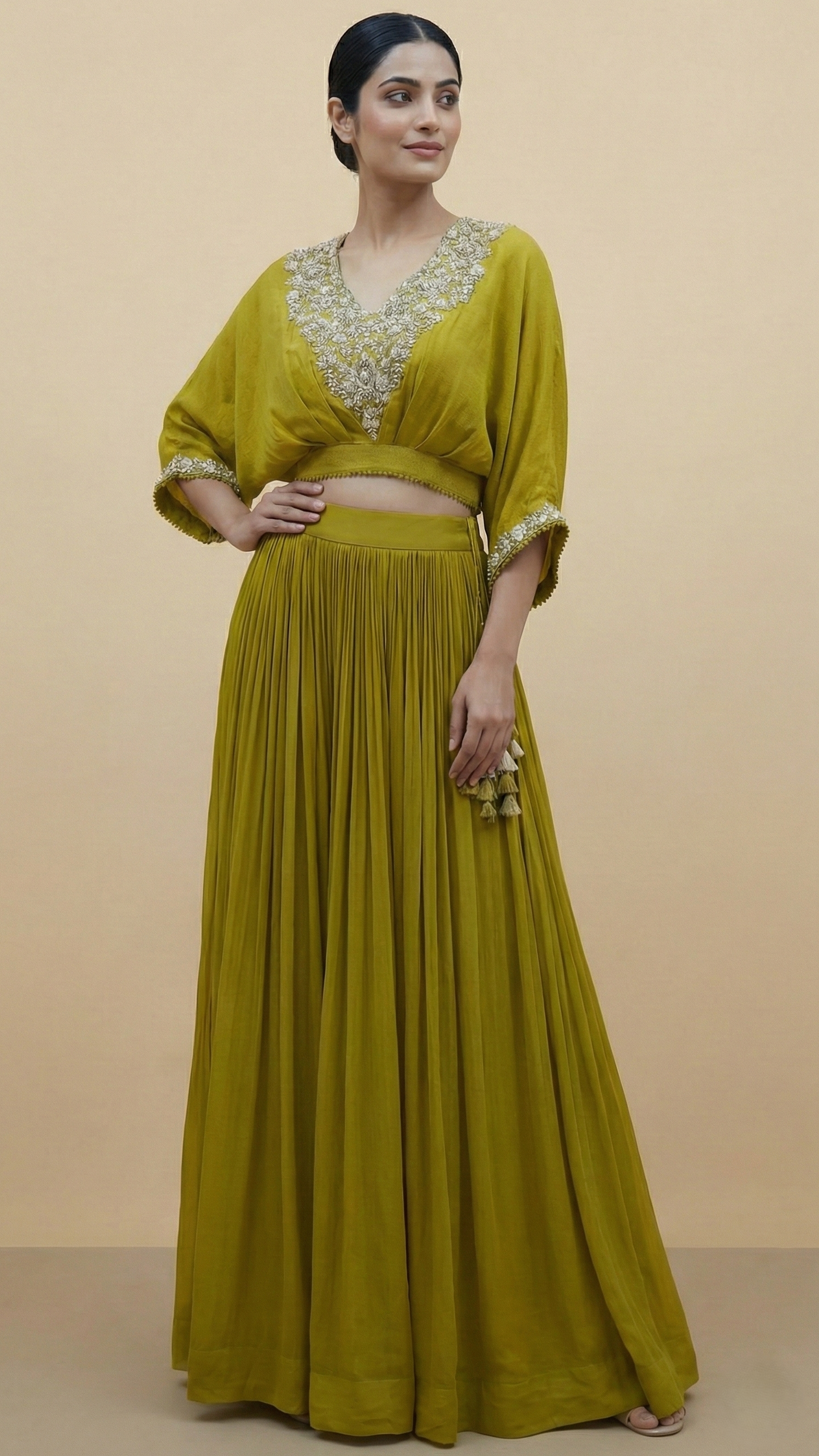 Lemon-Green Georgette Skirt