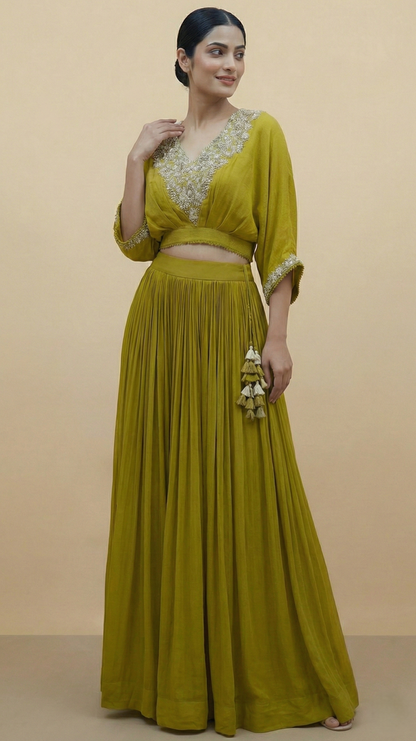 Lemon-Green Georgette Skirt
