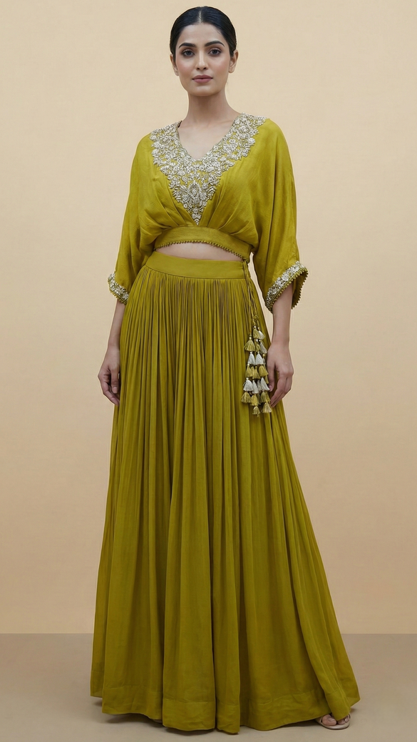 Lemon-Green Georgette Skirt