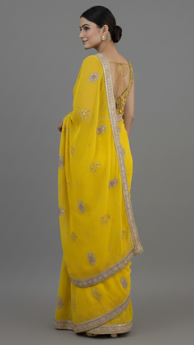 Ready To Wear Saree Yellow In Colour