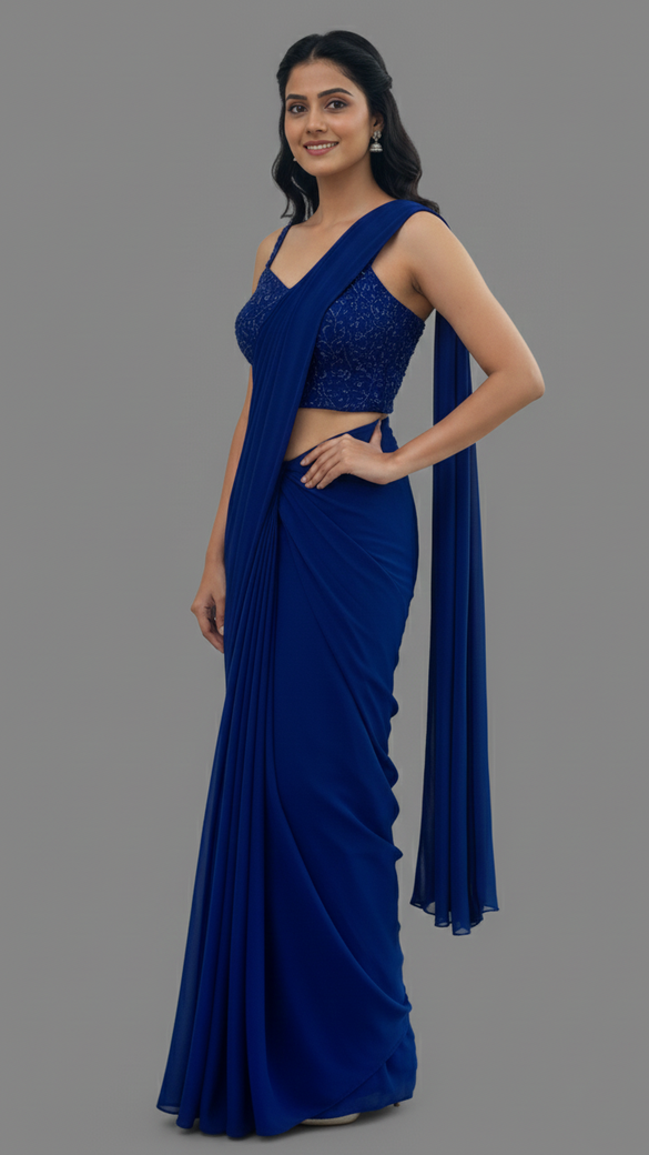 Ready To Wear Saree Blue In Colour