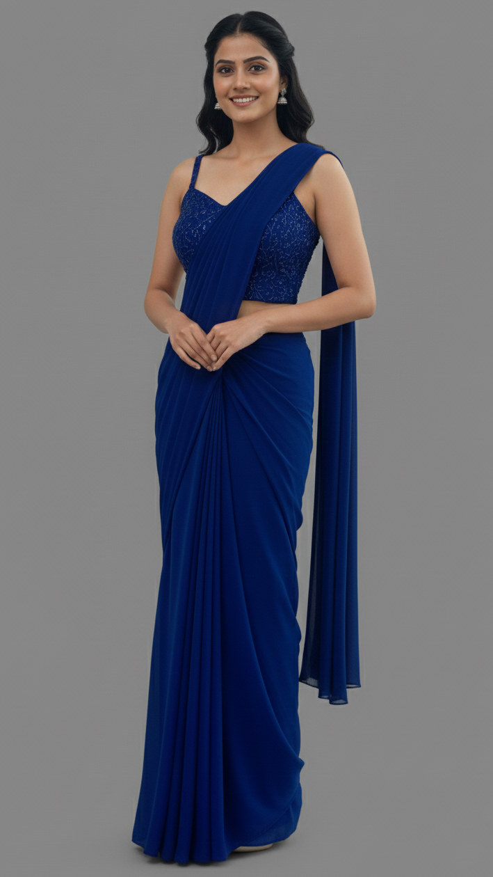 Ready To Wear Saree Blue In Colour