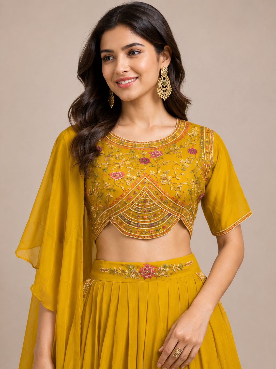 The Marigold Radiance Gathered Lehenga Set
