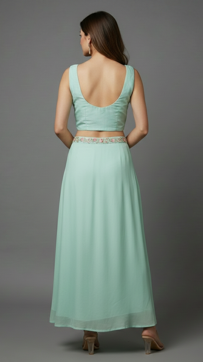 The Embroidered Organza Cape Set