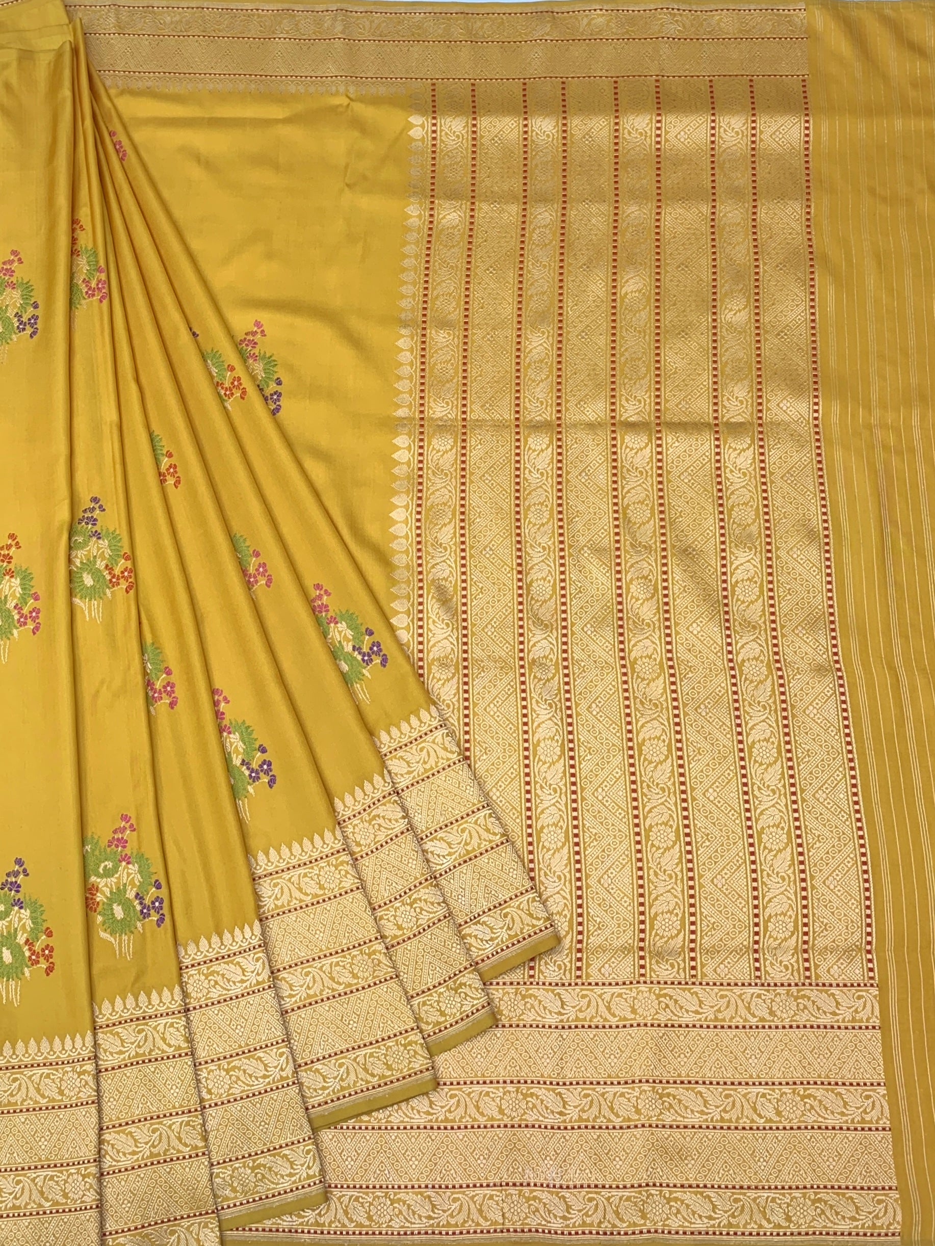 Exquisite Mustard Yellow Banarasi Silk Saree