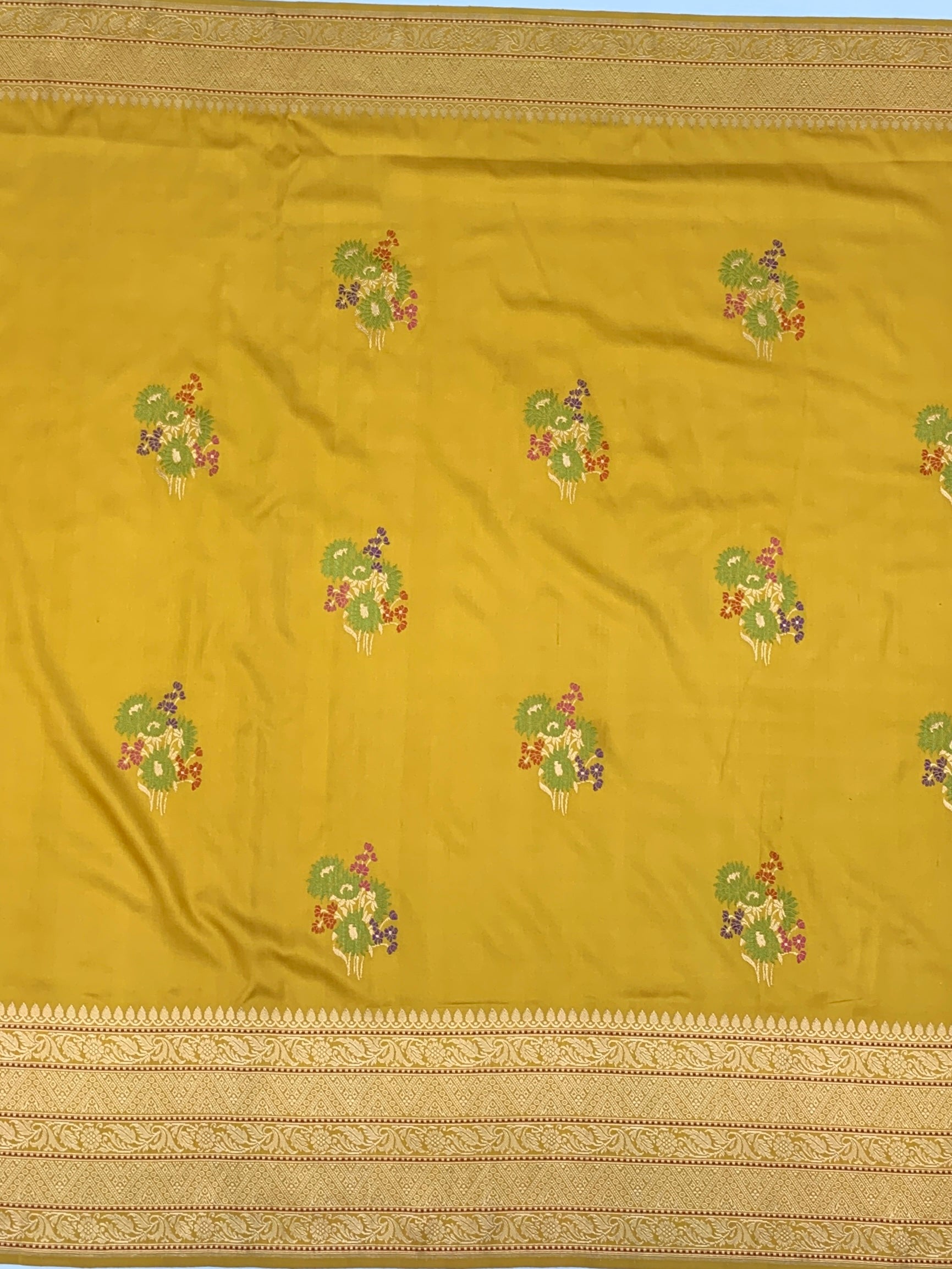 Exquisite Mustard Yellow Banarasi Silk Saree