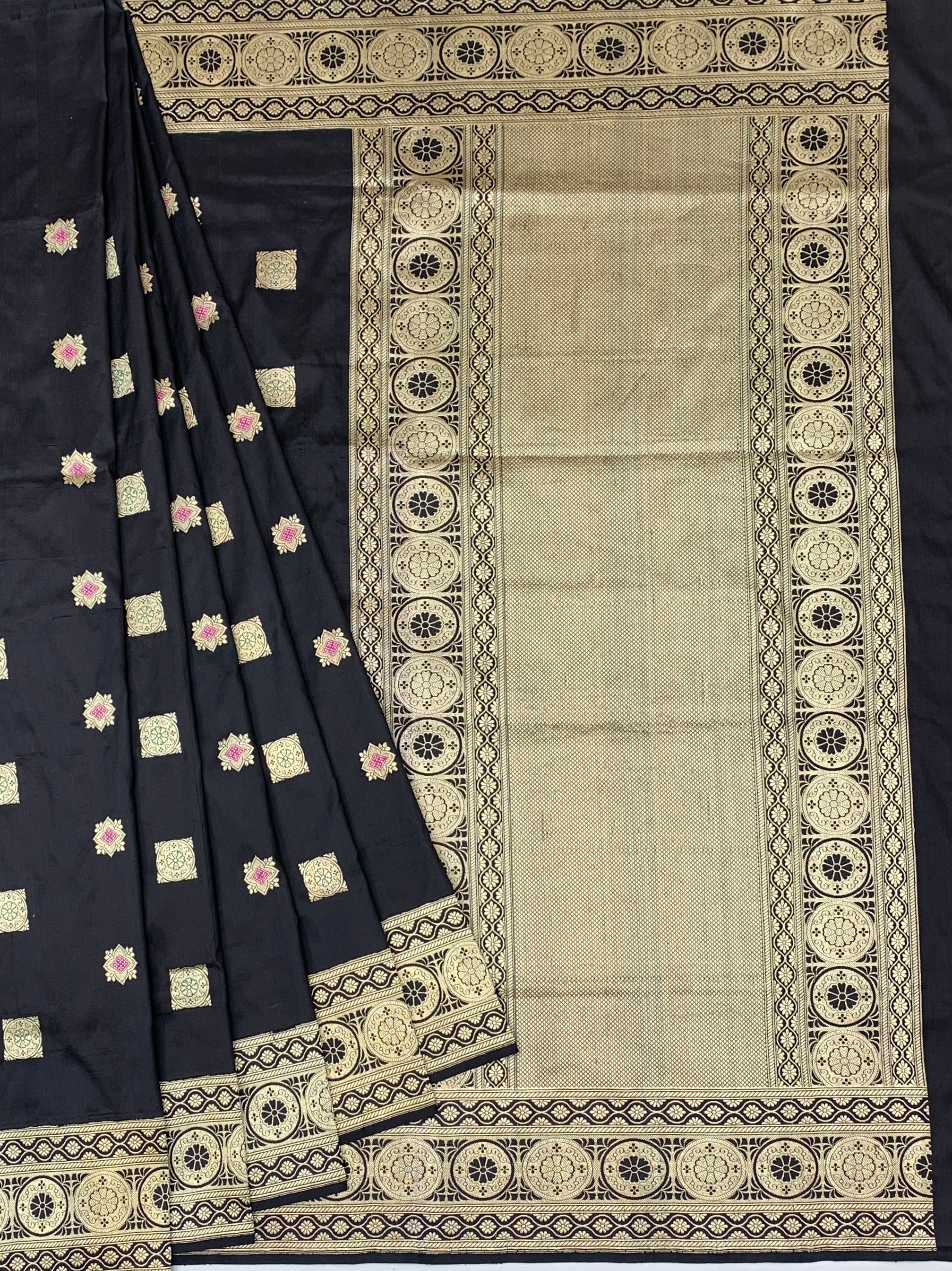 Midnight Black Handwoven Banarasi Silk Saree
