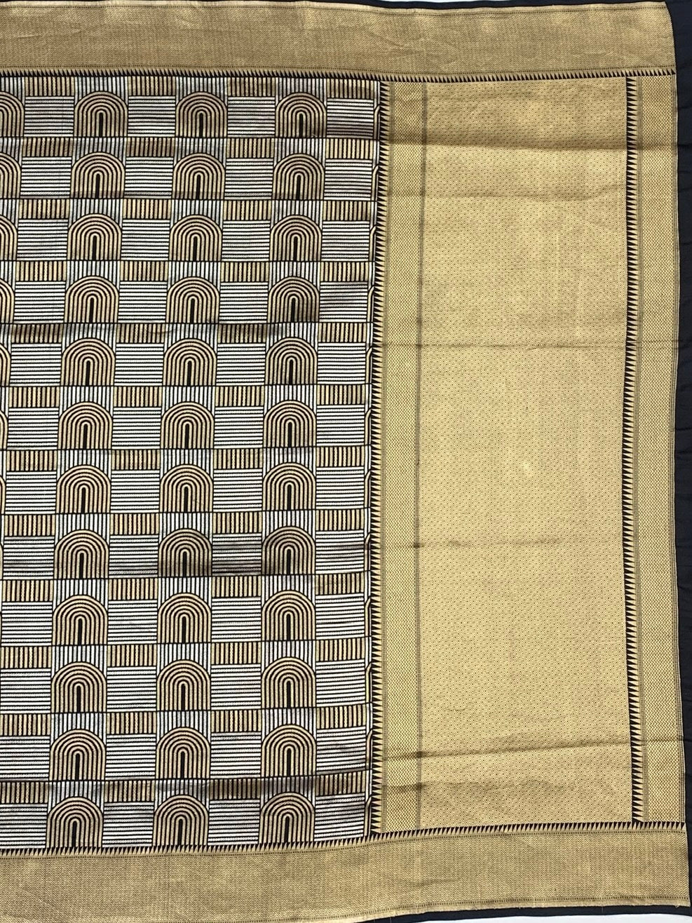 Modernist Banarasi Silk Saree with Geometric Arch Motifs